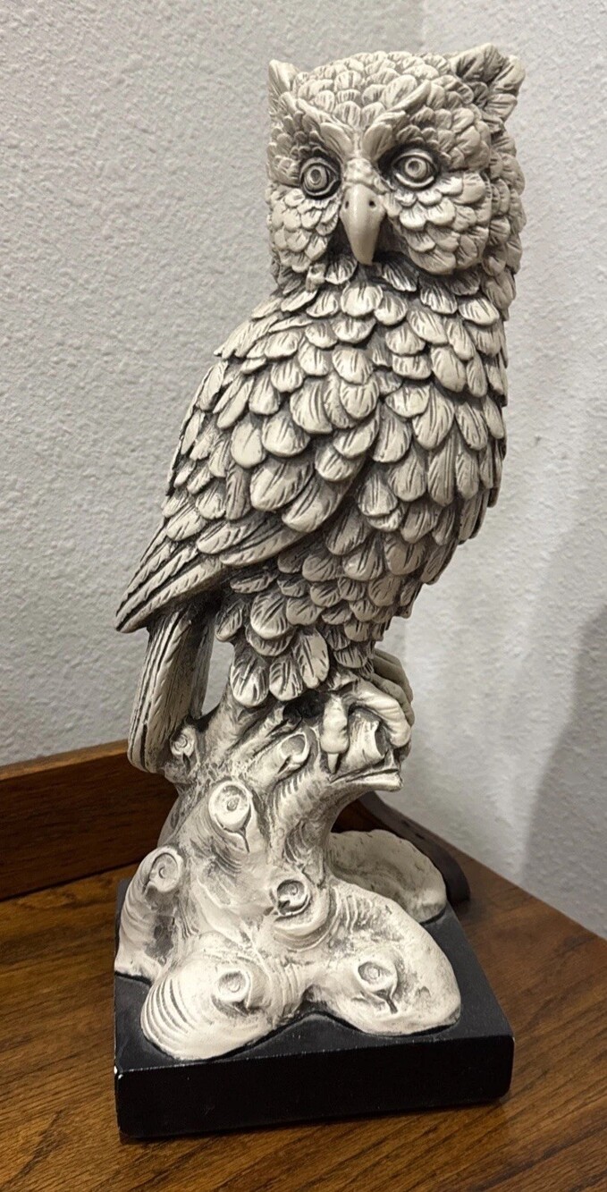 MCM 60’s Marwal 14” Owl Sculpture on 5.5” Base Gothic Halloween Revival